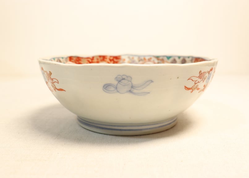 明治前期色絵鶉と鶴丸図大なます皿① 見込み濃いめ | 吉祥寺PukuPuku