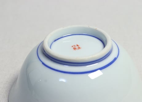 明治後期～大正赤絵金彩山水図通り物4寸鉢