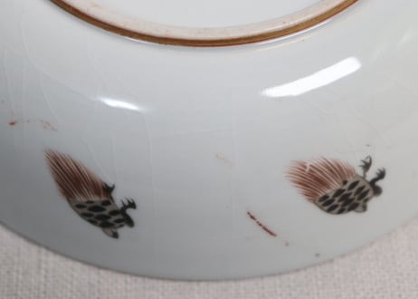 明治前期九谷焼色絵松鶴図通り物なます皿②甘手