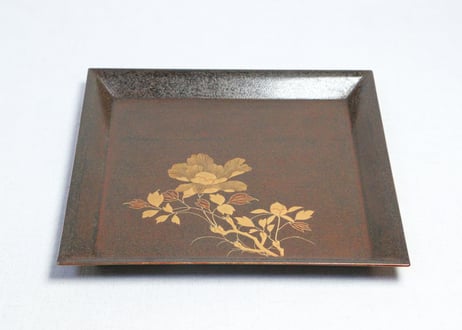 梨地蒔絵草花銘々図吸物膳　６客組(内4客小キズ)
