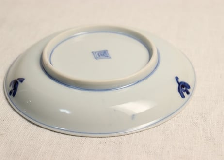 明治後期~大正染付いかだ人物図5寸皿
