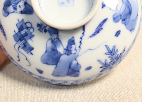 大正~昭和戦前ゴム判七福神図蓋茶碗