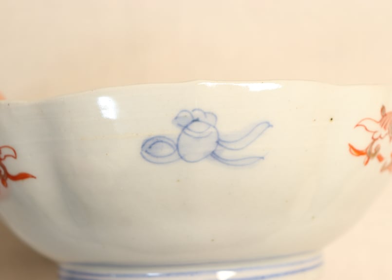 明治前期色絵鶉と鶴丸図大なます皿① 見込み濃いめ | 吉祥寺PukuPuku