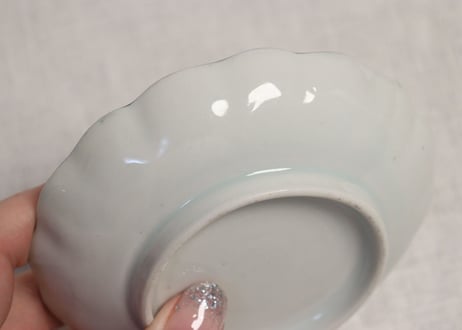 江戸後期染付扇面に草図小皿