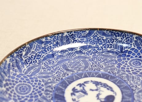 明治前期紙刷牡丹図５寸皿