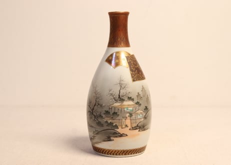 明治前期九谷焼色絵家風景図通り物三合徳利②　少甘手