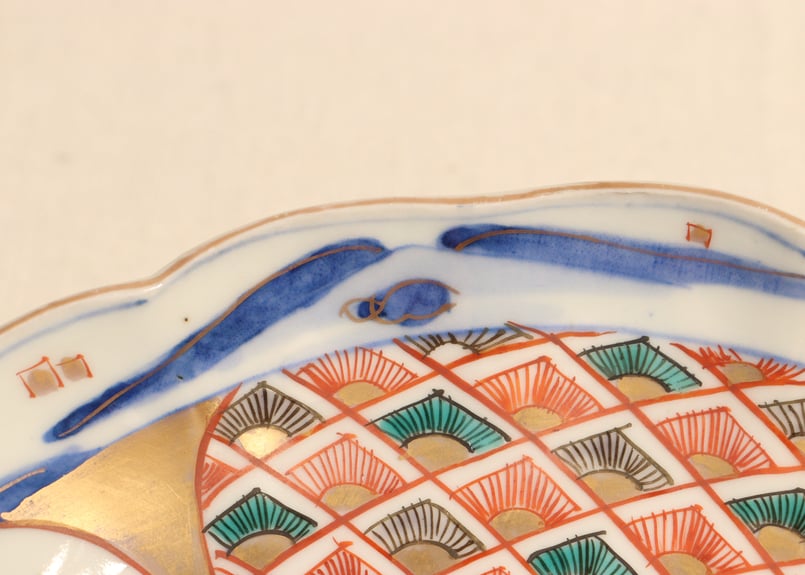 明治前期色絵柴垣に梅と龍図通り物7寸皿 | 吉祥寺PukuPuku