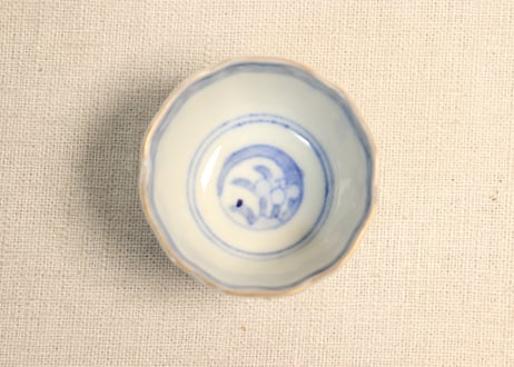 明治前期色絵山水と鶴図小向付