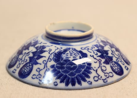 明治前期紙刷六方花図飯茶碗