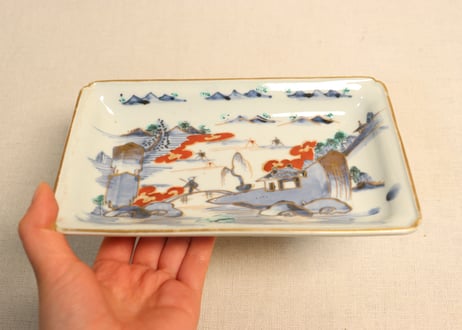 江戸後期色絵山水図長皿①