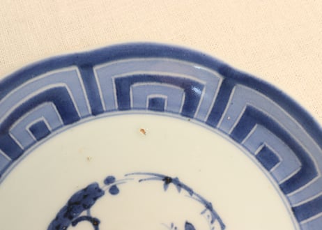江戸幕末染付八方に釧図６寸皿①フリモノ