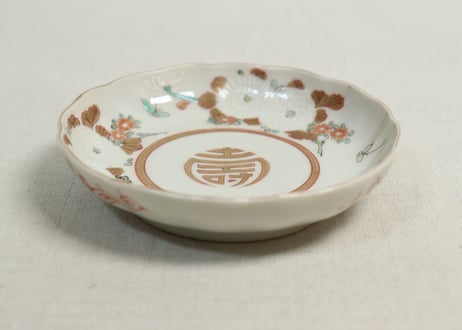 明治前期色絵三方菊図通り物小皿②ケムリ