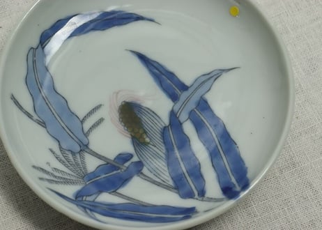 明治後期~大正銅判トウモロコシ図5寸皿 カマキズ