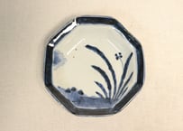 江戸後期染付水仙図八角皿①フリモノ
