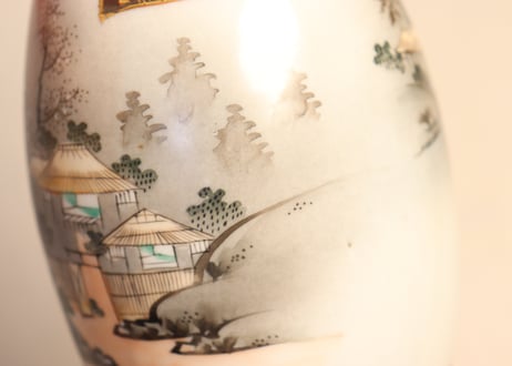 明治前期九谷焼色絵家風景図通り物三合徳利②　少甘手
