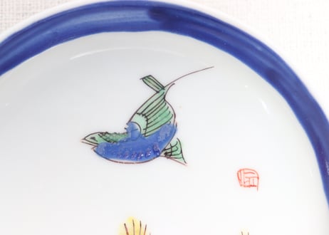 明治前期色絵麦に鳥図小皿 釉剥げ,絵付け個体差有り
