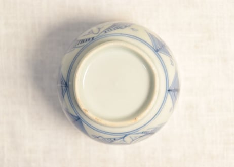 江戸幕末線描き四方花図向付