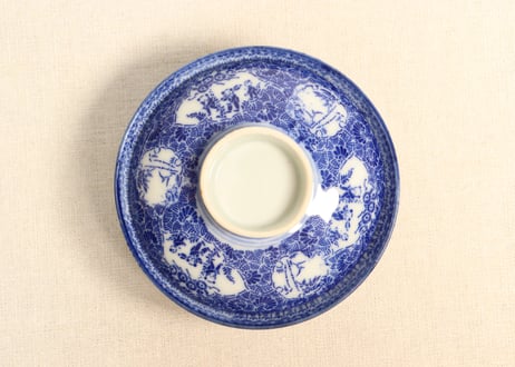 明治前期紙刷唐子と竹林図飯茶碗