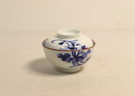 蓋付き煮物椀 青白花柄　染付　江戸後期位　箱付き 江戸後期青磁染付牡丹花弁図春寒鉢 | 吉祥寺PukuPuku