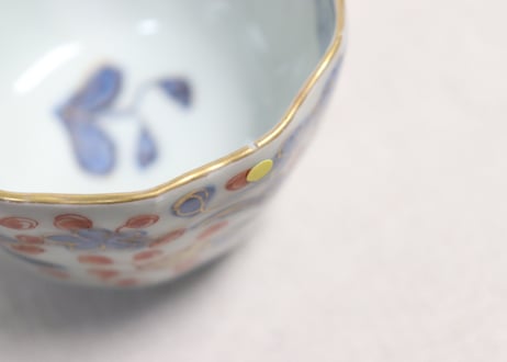 江戸幕末赤絵金彩秋海棠図通り物向付②ノミホツ