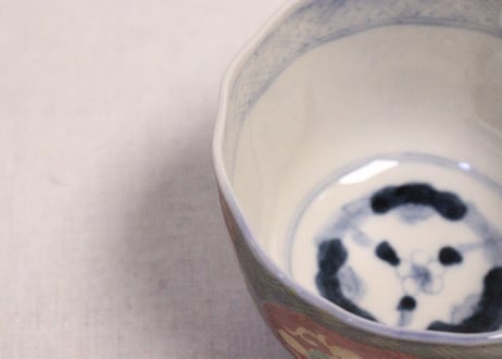 明治前期色絵生垣に菊図向付