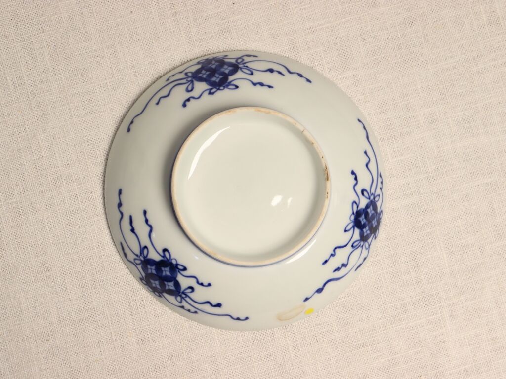明治前期鍋島焼染付富士図5寸皿 ノミホツ,窯傷 | 吉祥寺PukuPuku