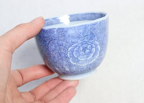明治後期～大正銅判牡丹唐草図向付