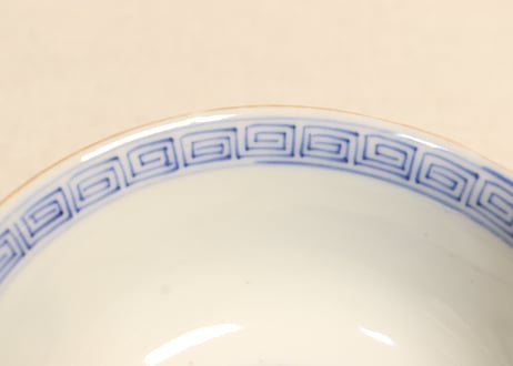 明治前期金彩染付山水図通り物飯茶碗②薄め