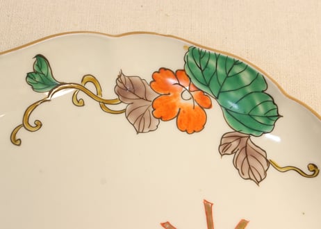 明治前期色絵朝顔図７寸皿 フリモノ,少甘手