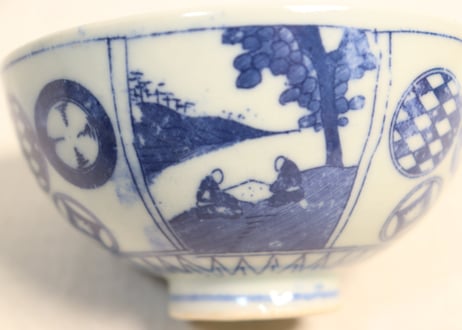 明治後期～大正銅判丸と山水人物図蓋茶碗