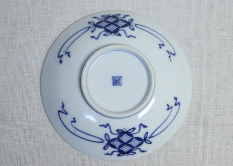 明治後期～大正染付山水図通り物４寸皿