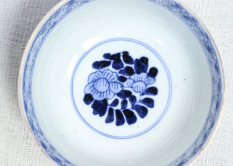 明治前期色絵牡丹と松竹梅図通り物蓋茶碗