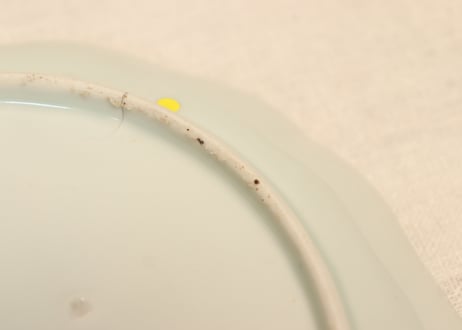 江戸幕末染付柳に牡丹図７寸皿②窯傷
