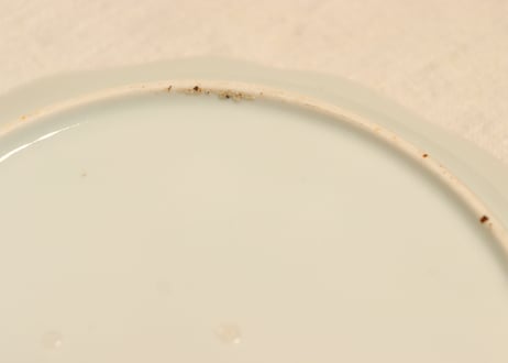 江戸幕末染付柳に牡丹図７寸皿①