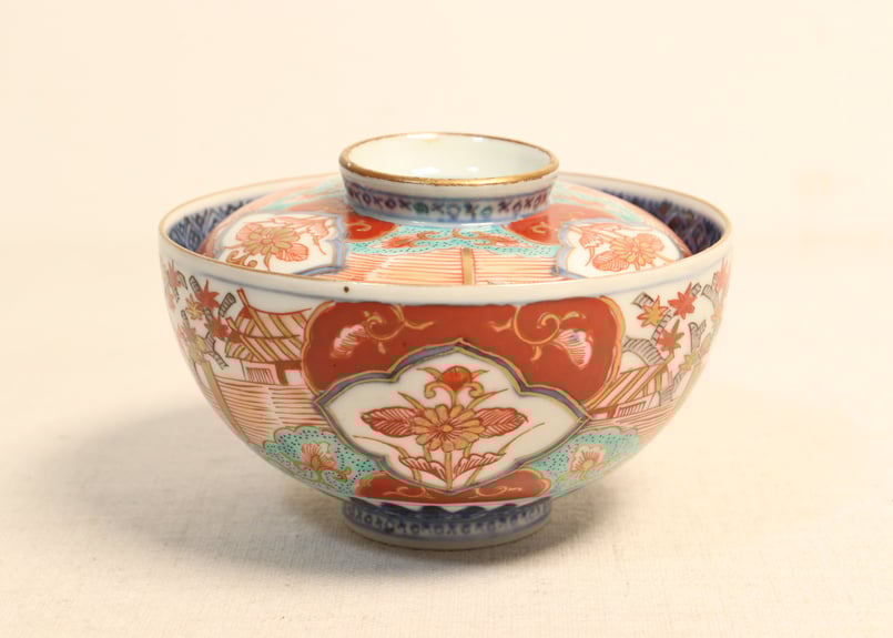 江戸後期色絵紅葉と屋敷図飯茶碗 5客組 | 吉祥寺PukuPuku