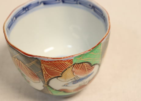 明治後期~大正色絵山葡萄と小鳥図向付