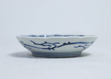 江戸幕末染付蛸唐草図通り物小皿