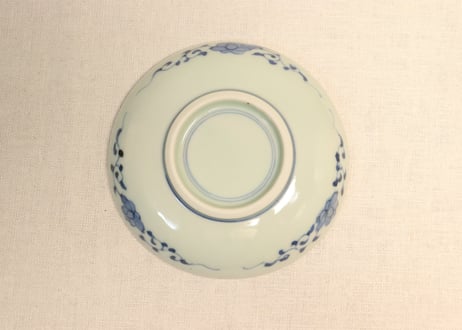 明治前期染付六方草花図5寸皿