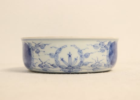 明治前期色絵松竹梅に唐草図春寒鉢
