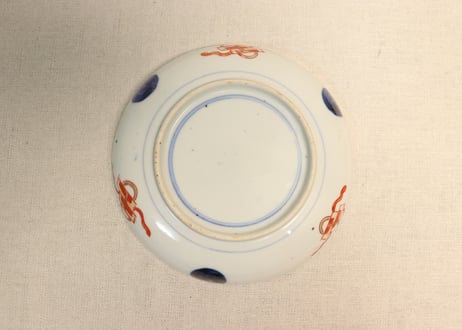 明治前期色絵松鶴に幾何学文5寸皿①