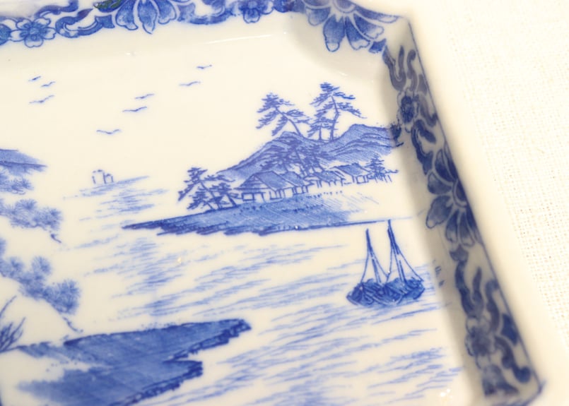 明治後期～大正銅判山水図長角皿② かたつき | 吉祥寺PukuPuku