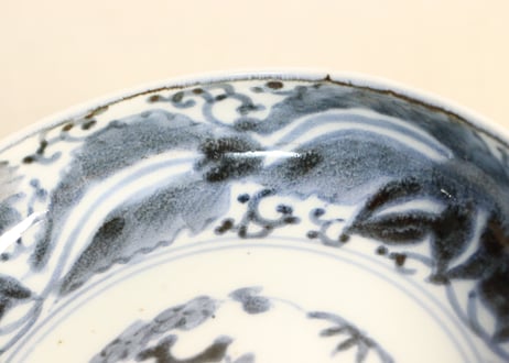 江戸後期染付花図丸縁立なます皿