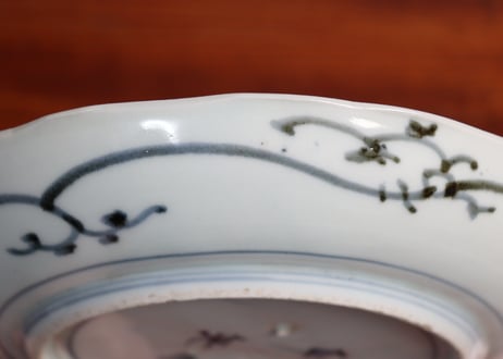 江戸中期染付花唐草図7寸皿③ホツ
