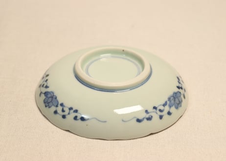 明治前期染付六方草花図5寸皿