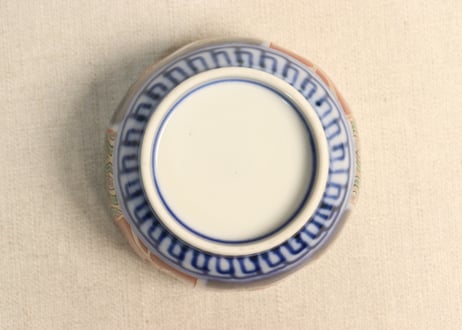 明治前期色絵松鶴と屋敷図向付 窯傷