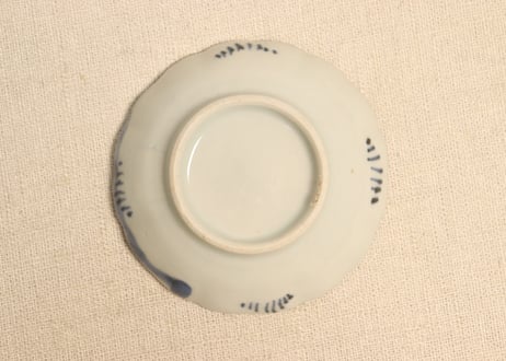 江戸幕末染付巻物図豆皿