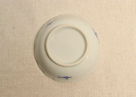 明治後期～大正染付川海老図深豆皿