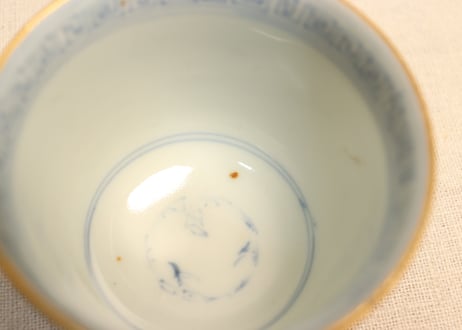 江戸幕末色絵牡丹と渦巻図向付5客組