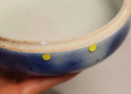 江戸幕末染付龍と波千鳥図食籠 小ホツ