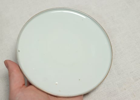 明治前期色絵市松に松竹梅図蒸茶碗②窯傷